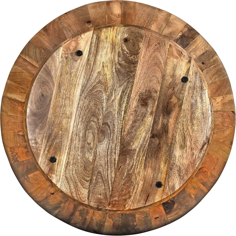 TUP THE URBAN PORT Arthur Mango Wood Round Coffee Table, Dark Brown