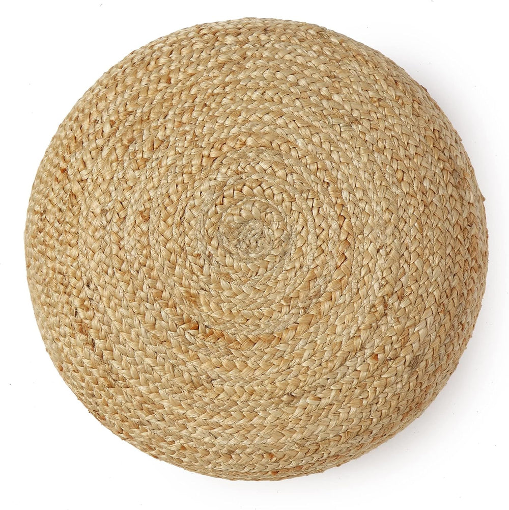 · REDEARTH · Jute Circular Low Pouf - Pouffe Foot Stool - Natural, Set of 2