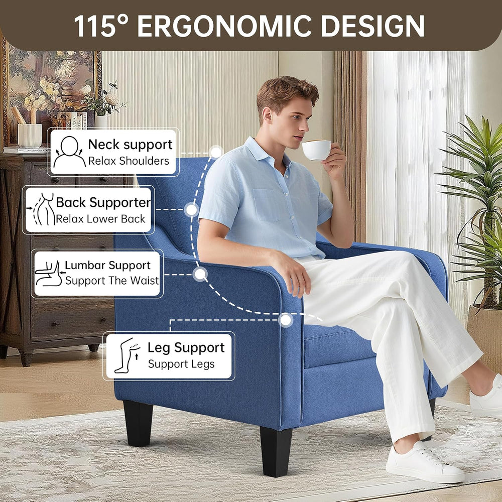 Mid-Century Modern Accent Chair, Living Room Chair, Comfy Reading Armchair, U...