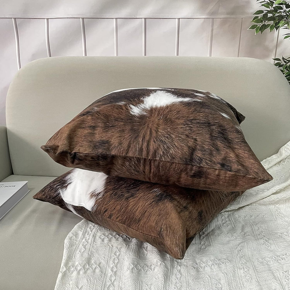 TOMWISH Pack of 2 Christmas Cowhide Printing Western 26x26 Pillow Cover