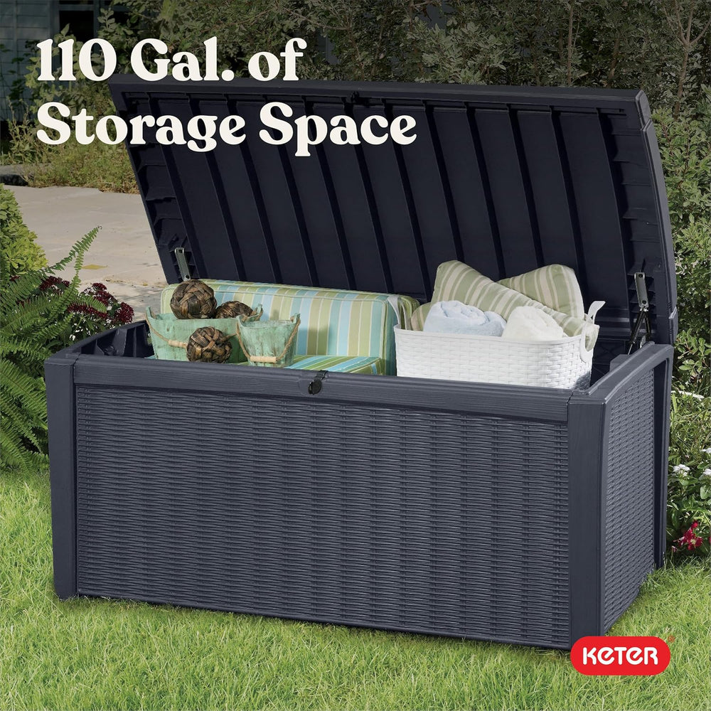 Keter Borneo Outdoor Storage Deck Box, 110 Gallon, Grey