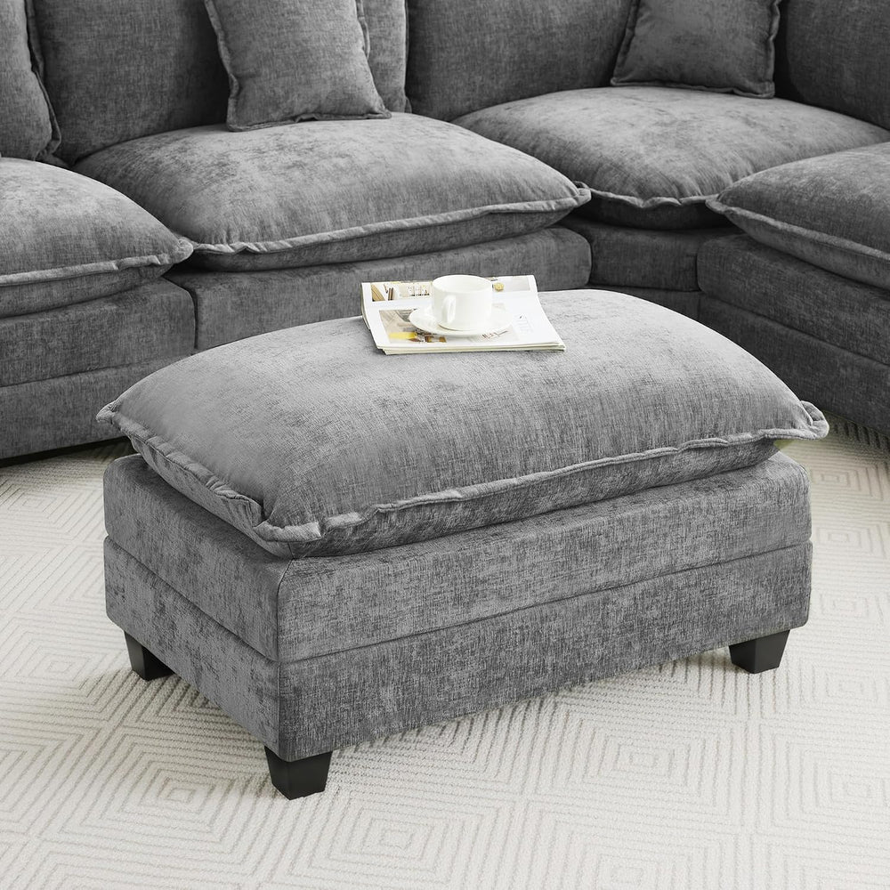 35‘’ Modern Chenille Cloud Sofa Ottoman,Rectangle Ottoman for Modular Section...