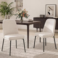 COLAMY Leather Dining Chairs Set of 2 with Metal Legs, Beige