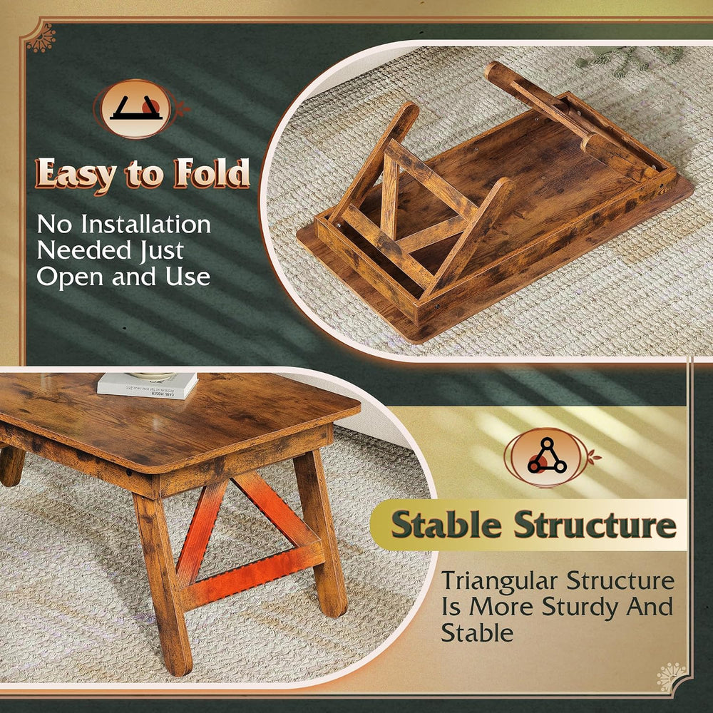 WLIVE Folding Coffee Table, Portable Small Coffee Table with No Assembly Need...