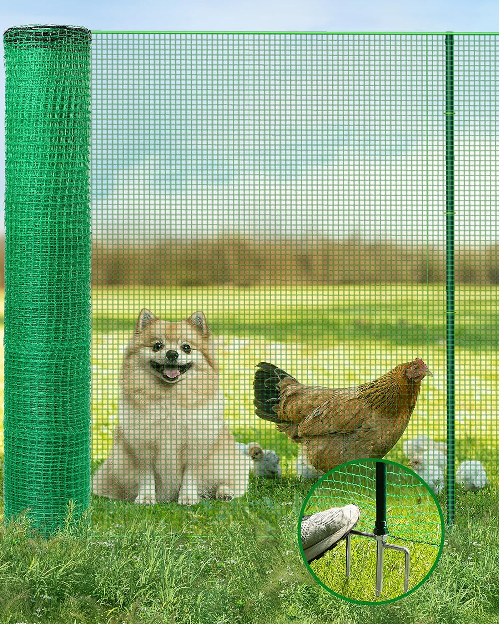 Temporary Fence with Metal Posts for Garden and Yard, 40" x 50'