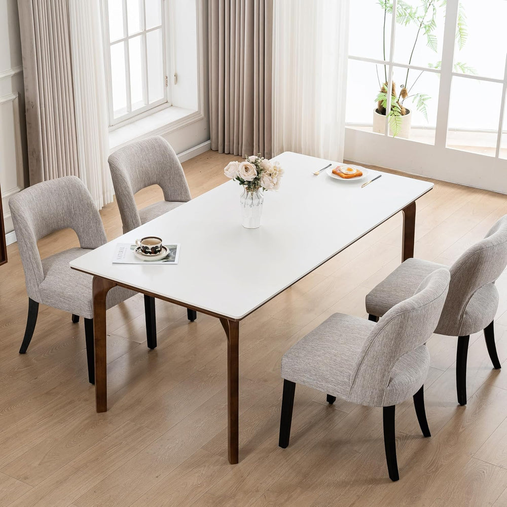 VKNOW Dining Chairs Set of 4, Fabric Dining Chairs, Grey-Black Legs