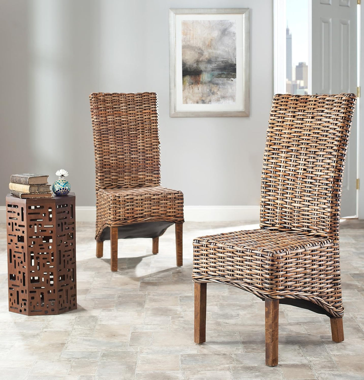 safavieh isla wood accent chair set of 2 shown in use