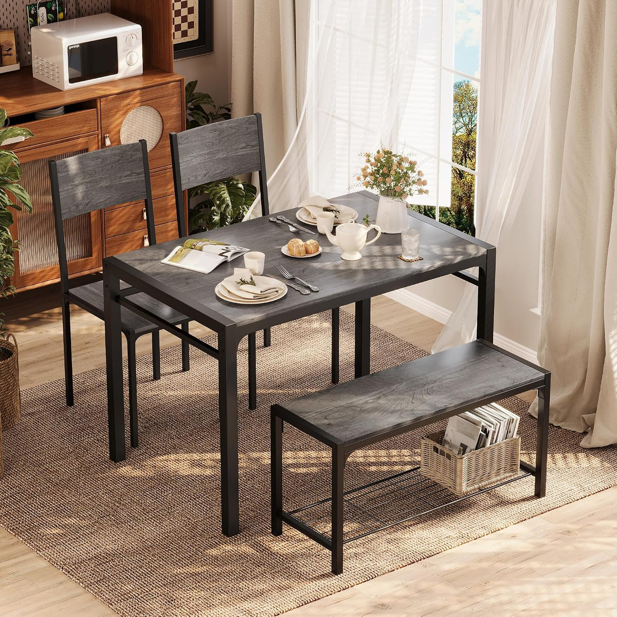 shahoo kitchen table and 2 chairs for 4 shown in use