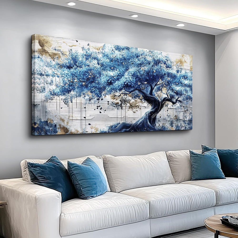 ERQINHUA Blue Tree Wall Paintings Canvas Wall Art For Living Room Large Wall ...
