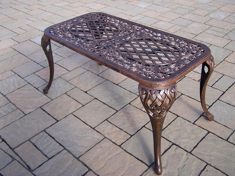 Oakland Living Mississippi Cast Aluminum Cocktail Table, 35-Inch by 18-Inch, ...
