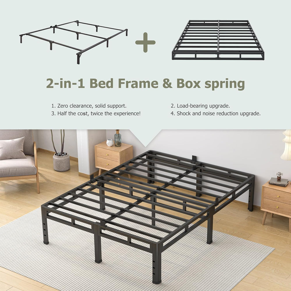 NKZ 2-in-1 Queen Size Metal Platform Bed Frame, 14 Inch Heavy Duty Bed Base