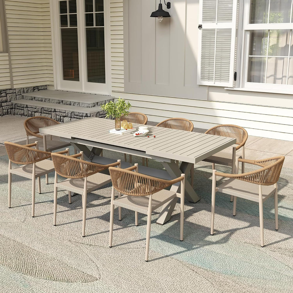 TWT Aluminum Outdoor Dining Table for 8, 62.8" - 82.5" Extendable P...