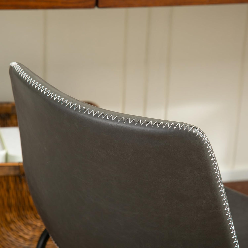 Roundhill Furniture Lotusville Vintage PU Leather Dining Chairs, Antique Gray...