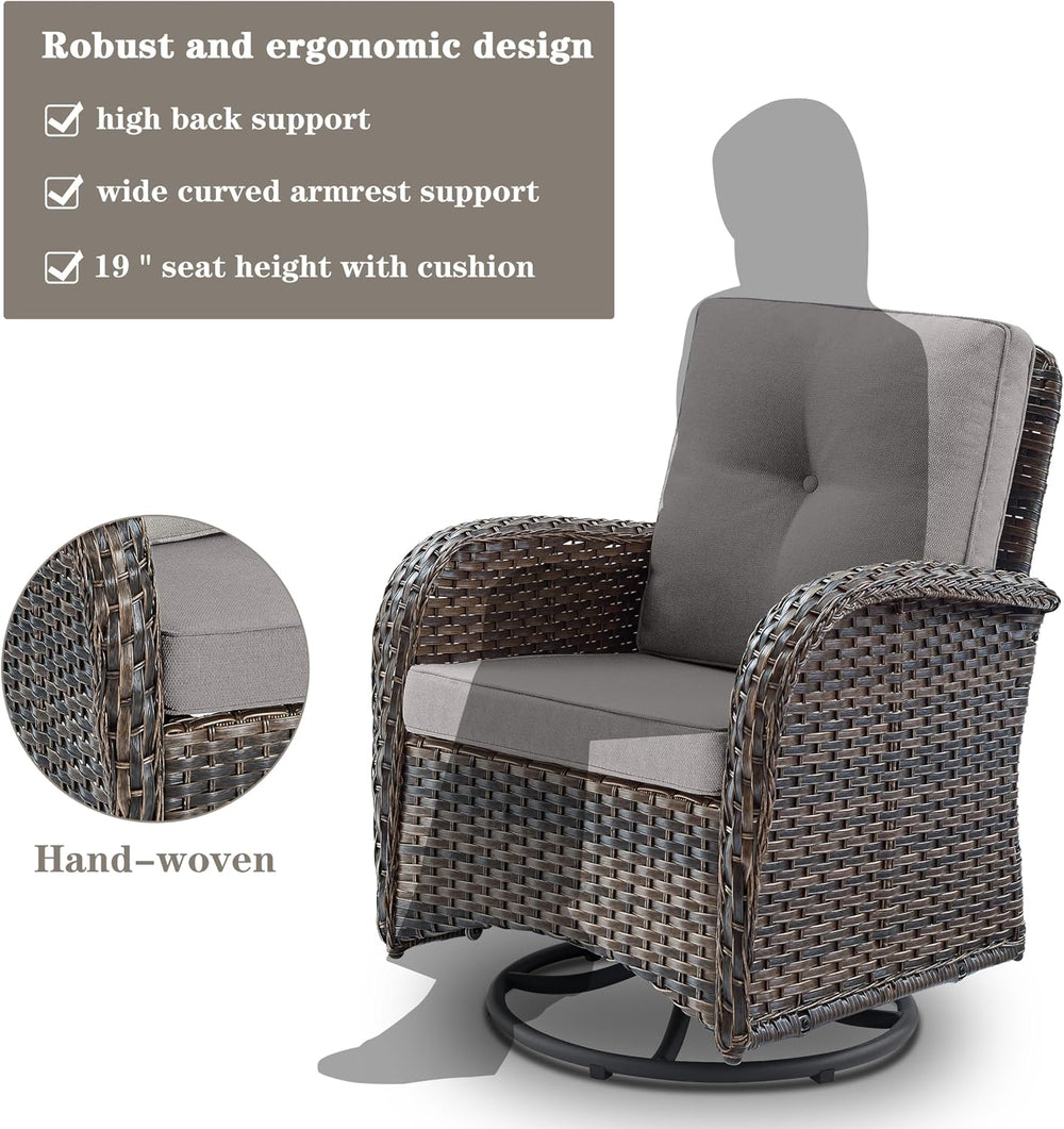 Belord Patio Furniture Swivel Glider PE Wicker Chairs, Outdoor Swivel Rocker ...