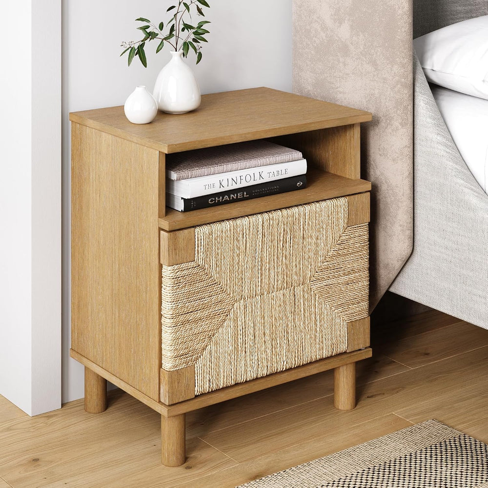 Nathan James Beacon Wood Nightstand, Bohemian Accent Table or Sofa Side Table...