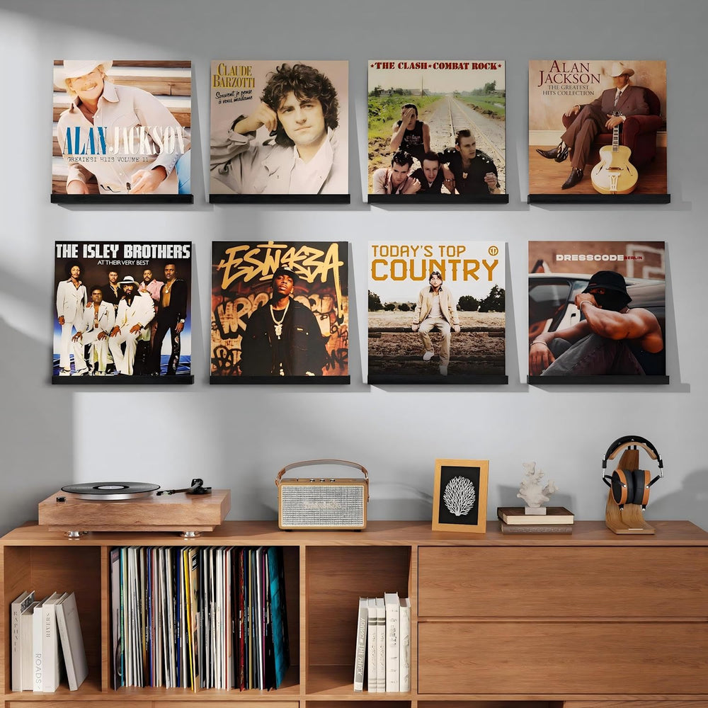 Emfogo Vinyl Record Shelf Wall Mount, Record Holder Wall, 12 inch Album Vinyl...