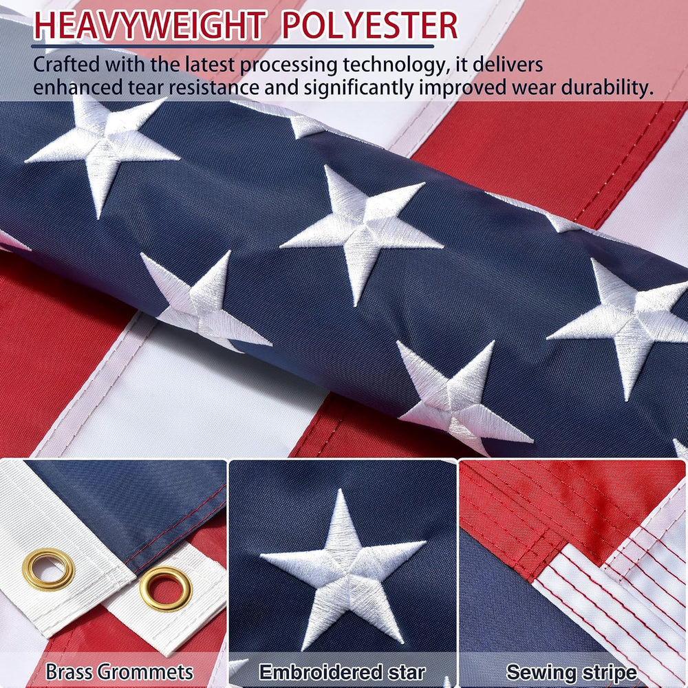 American Flags for Outside 6x10, US Flag Outdoor Heavy Duty, Embroidered Star...