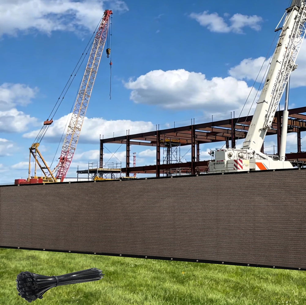Customized 7' x 24' Brown Fence Privacy Screen,with Bindings & Gr...