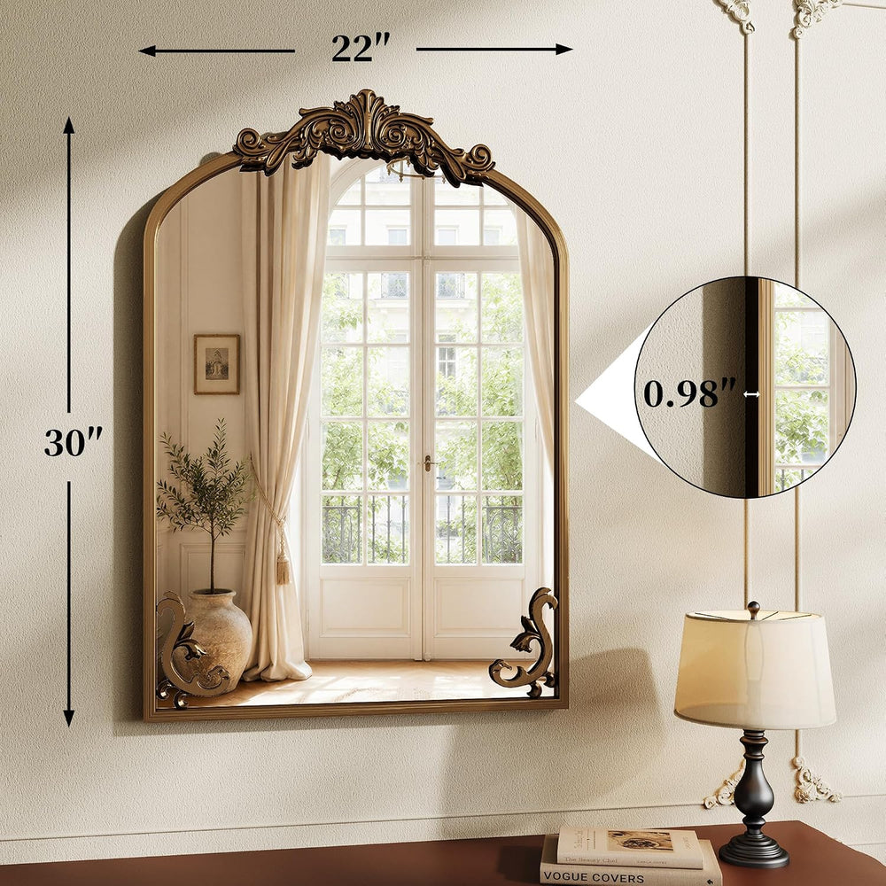 Koonmi Vintage Wall Mirror, 30“x22” Arched Antique Mirror