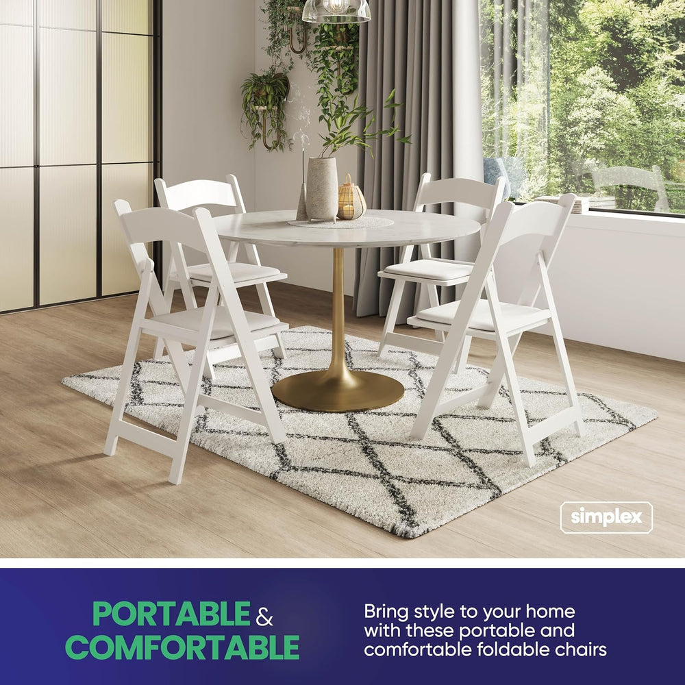 SIMPLEX Resin Folding Chairs, Padded Seat, 800 lb, White, 300 Pack