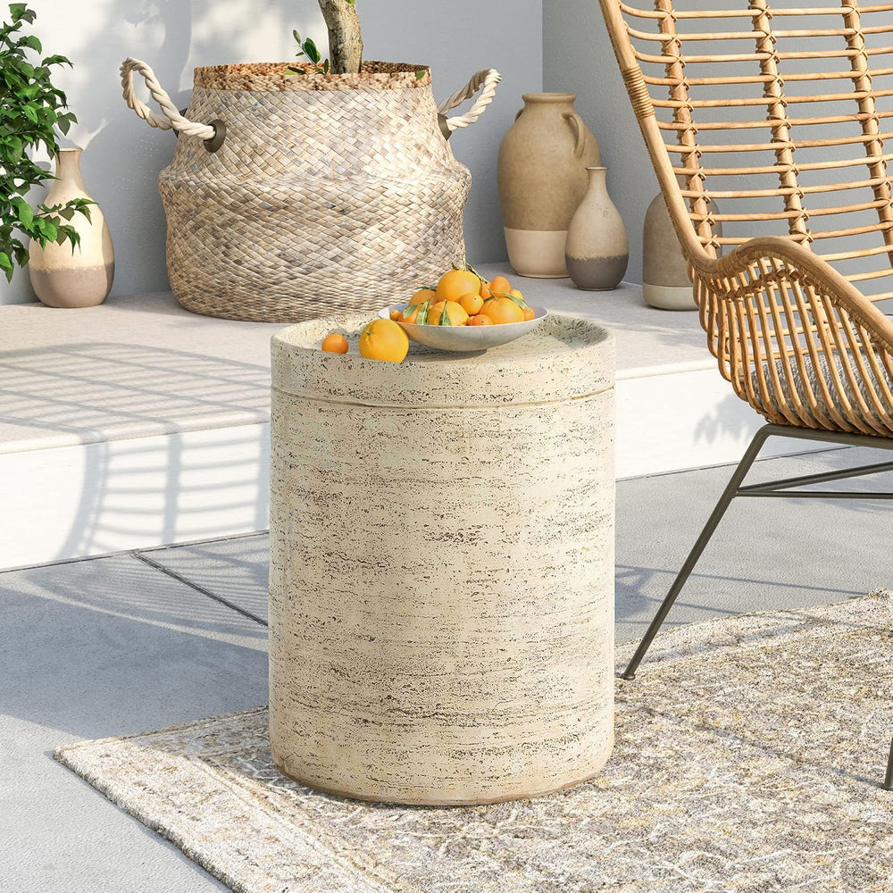 SUNBURY Outdoor Side Tables for Patio, Small Concrete Accent End Table