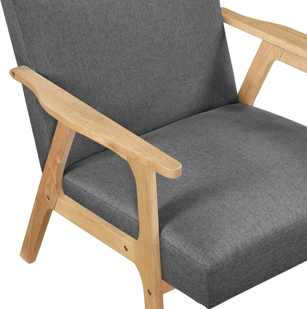 Lexicon Mid Century Modern Accent Chair,Natural Solid Wood Frame,Dark Gray