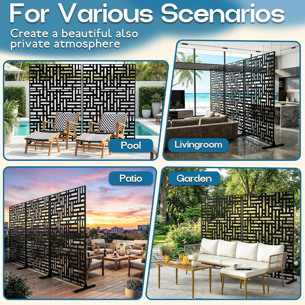 MTART Metal Privacy Screen 72" H x 47.2" Decorative Outdoor Privacy...