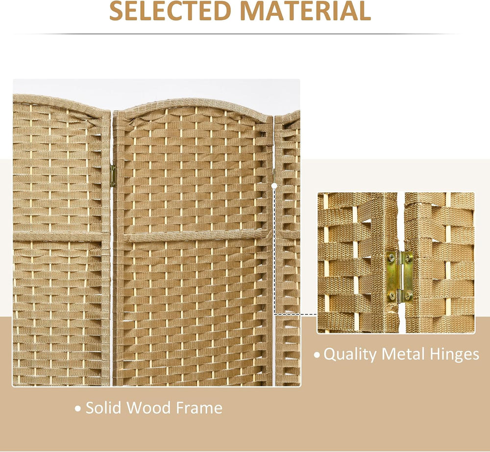 HOMCOM Room Divider 8 Panel Folding Privacy Screen 5.6' Tall Nature Wood