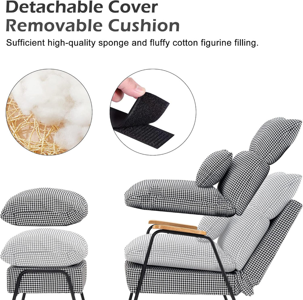 MCombo Accent Recliner Chair with Ottoman, Modern Fabric Armchair, Upholstere...