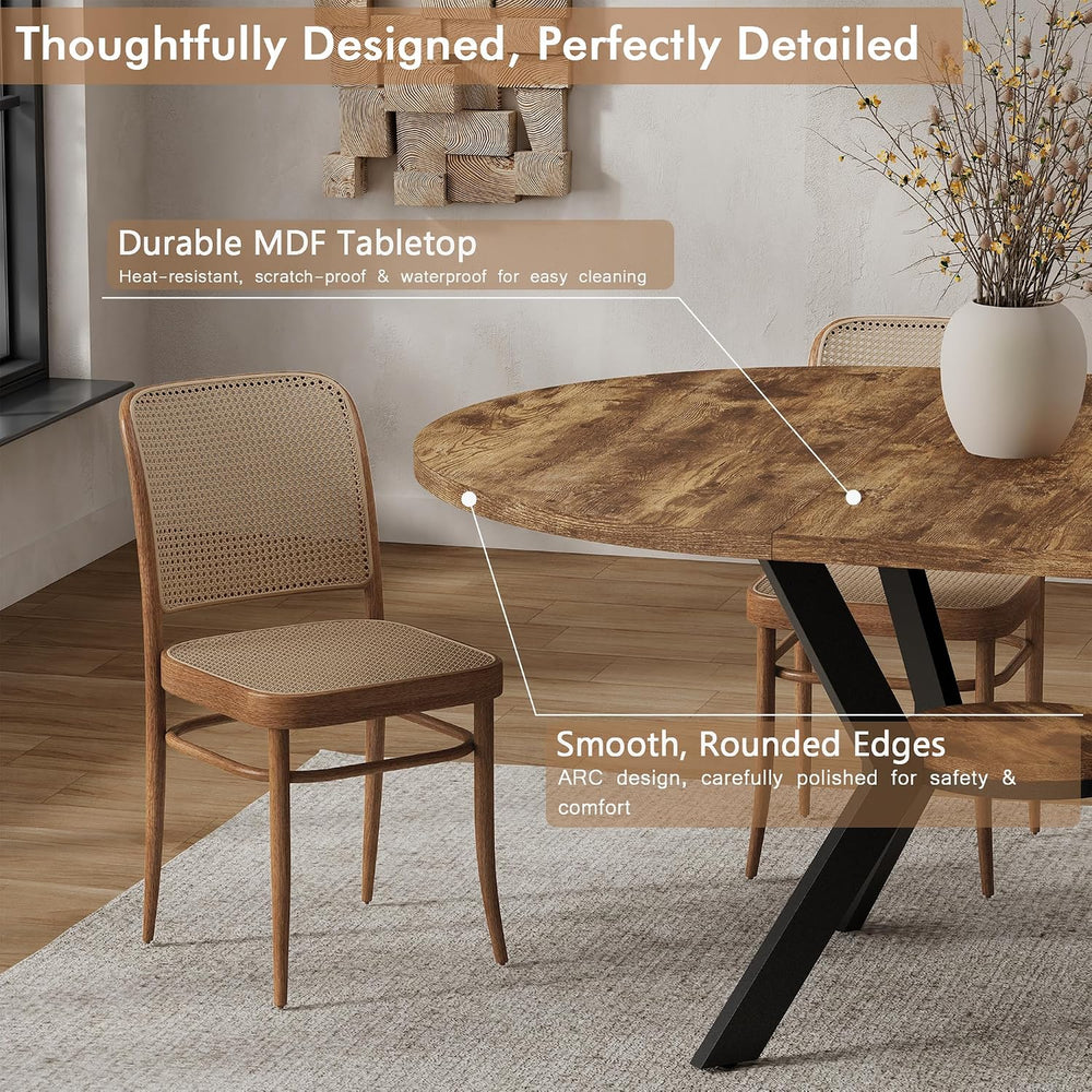 42"-58" Extendable Round Oval Dining Table for 4-6 with Storage Shelf