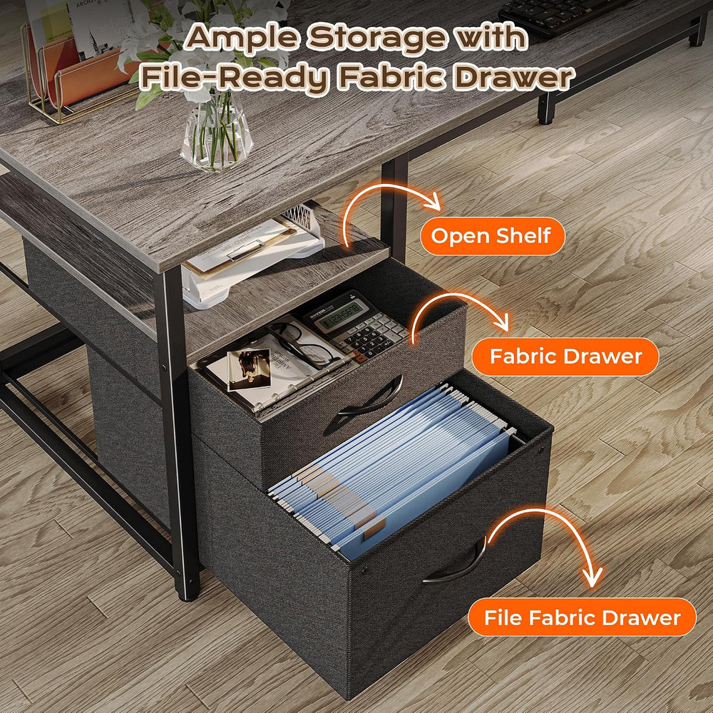 PRAISUN 63 Inch L Shaped Desk with Power Outlets and USB-C Port, Computer Cor...