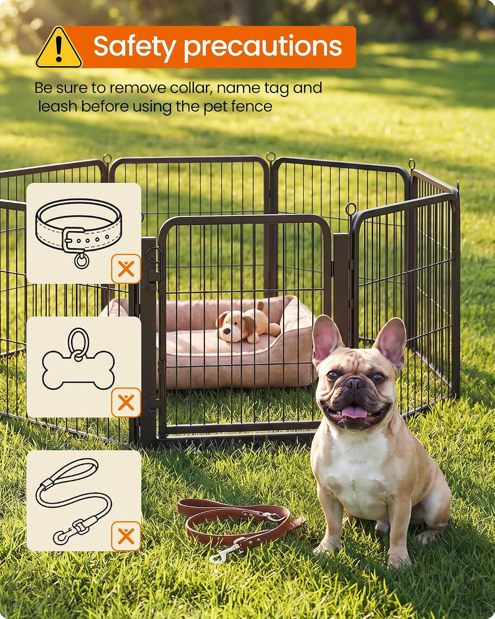 Feandrea 8-Panel Dog Playpen, 55 x 55 x 24 Inch, Ink Black