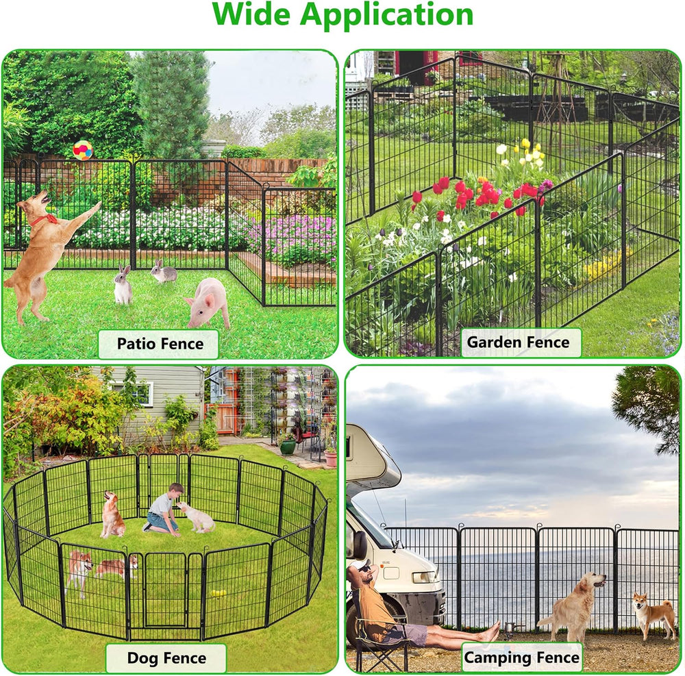 Garden Fence with Gate Temporary Dog Fencing for Yard, 63ft (L)×40in (H) 28 P...