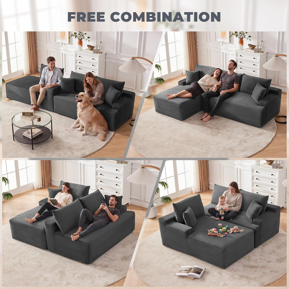 Mangodan Cloud Sectional Sofa, Boneless Couch for Living Room, Dark Grey