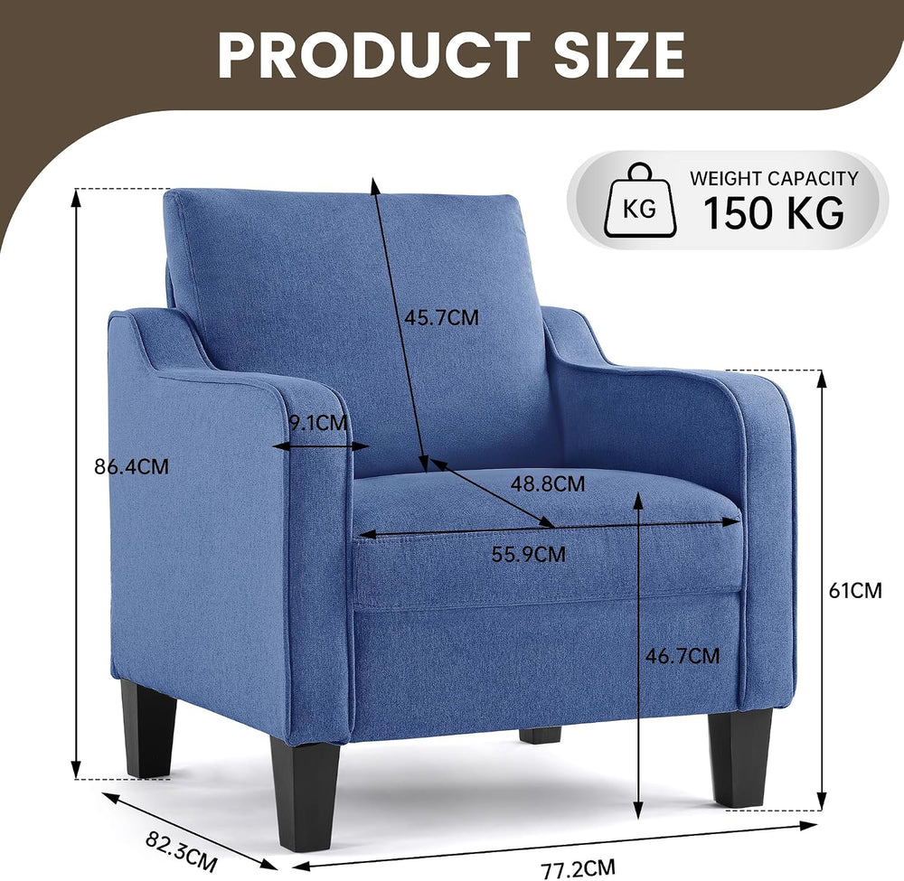 Mid-Century Modern Accent Chair, Living Room Chair, Comfy Reading Armchair, U...