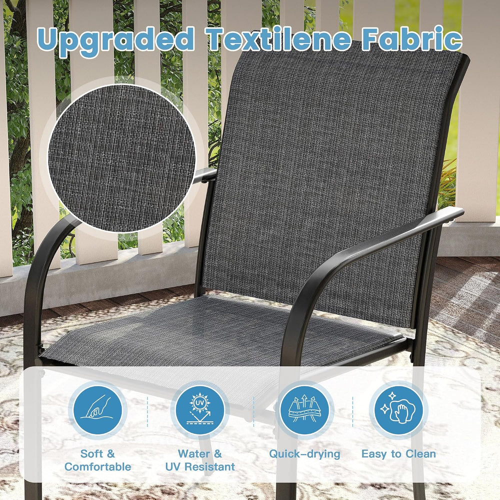 DIFY 3-Piece Outdoor Patio Bistro Dining Set, Grey Wood-Like Small Square Din...