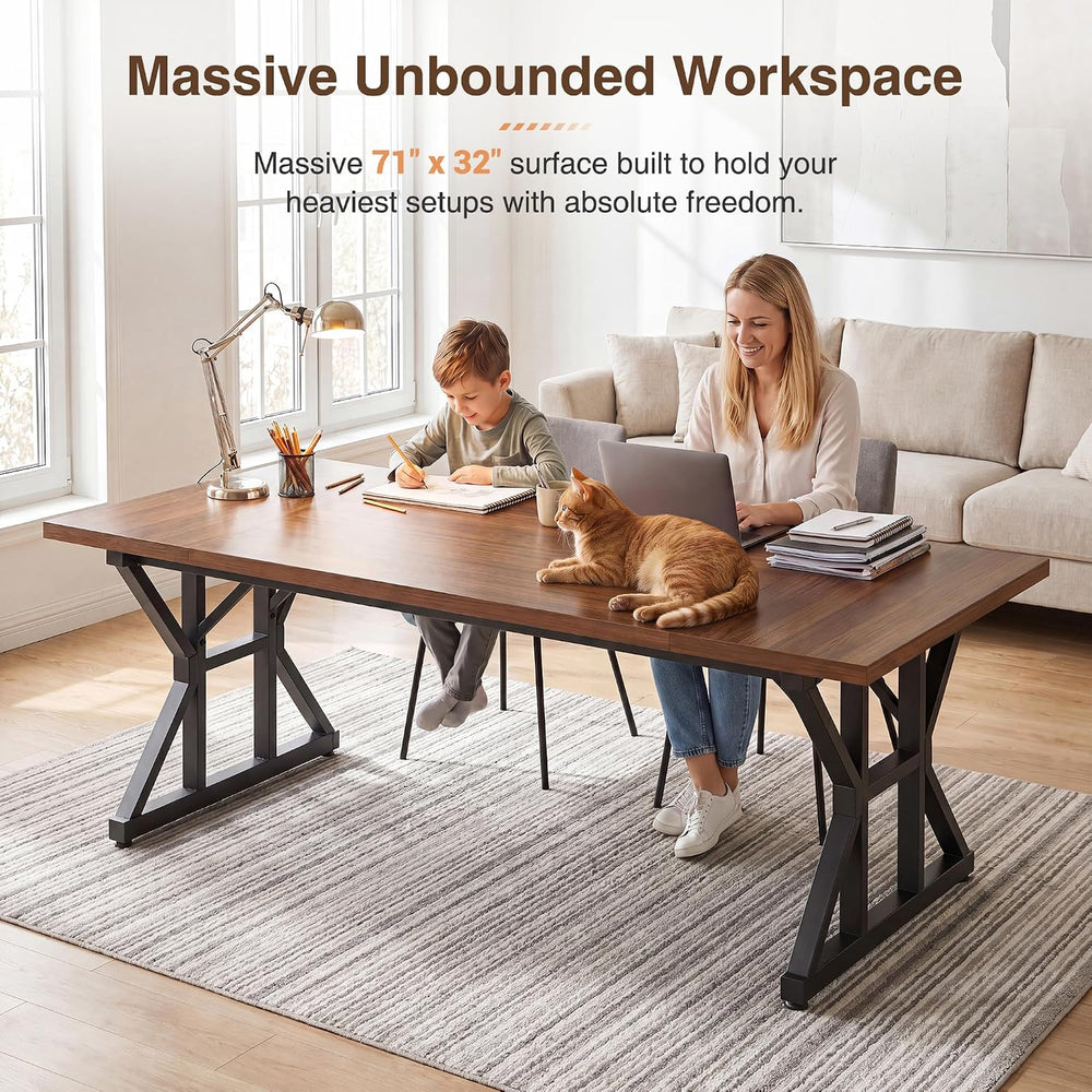 YOUDENOVA 71 Inch Executive Desk, Large Computer Office Desk Workstation with...