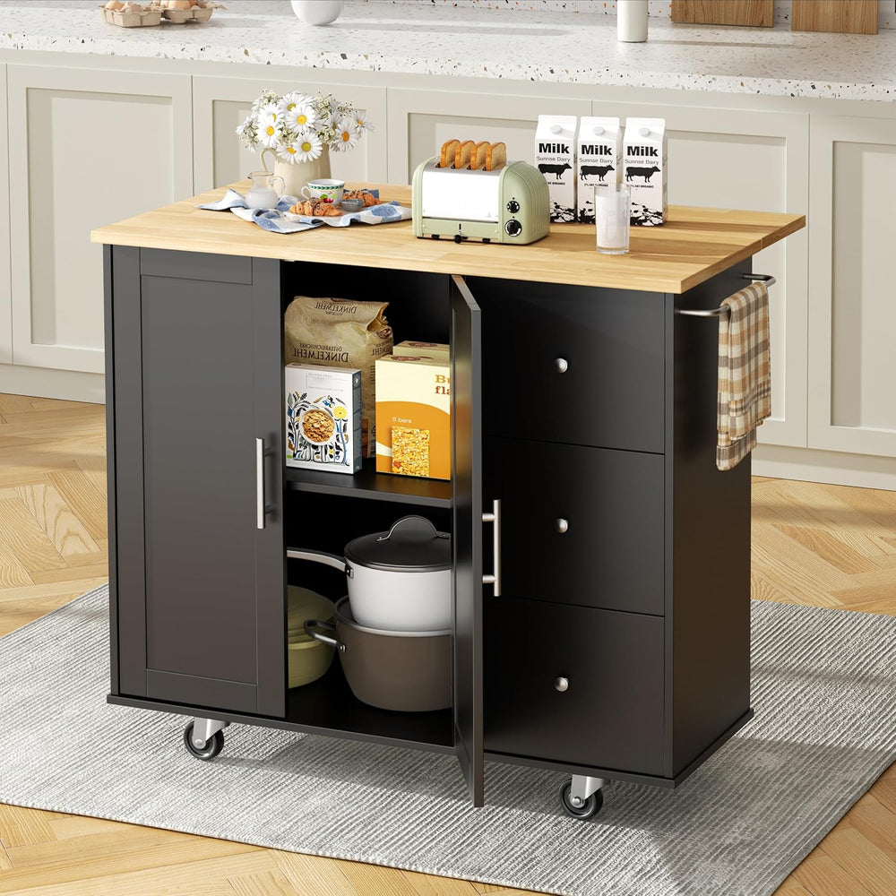 Shintenchi Kitchen Island w/Dropleaf Rolling Kitchen Table w/Seating