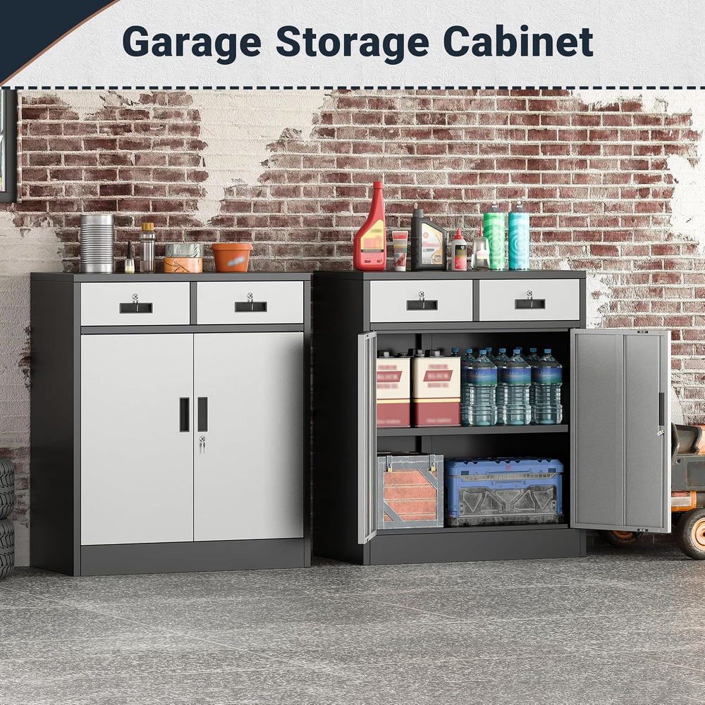 BESFUR Metal Storage Cabinet, Garage Storage Cabinet with 2 Drawers and Adjus...