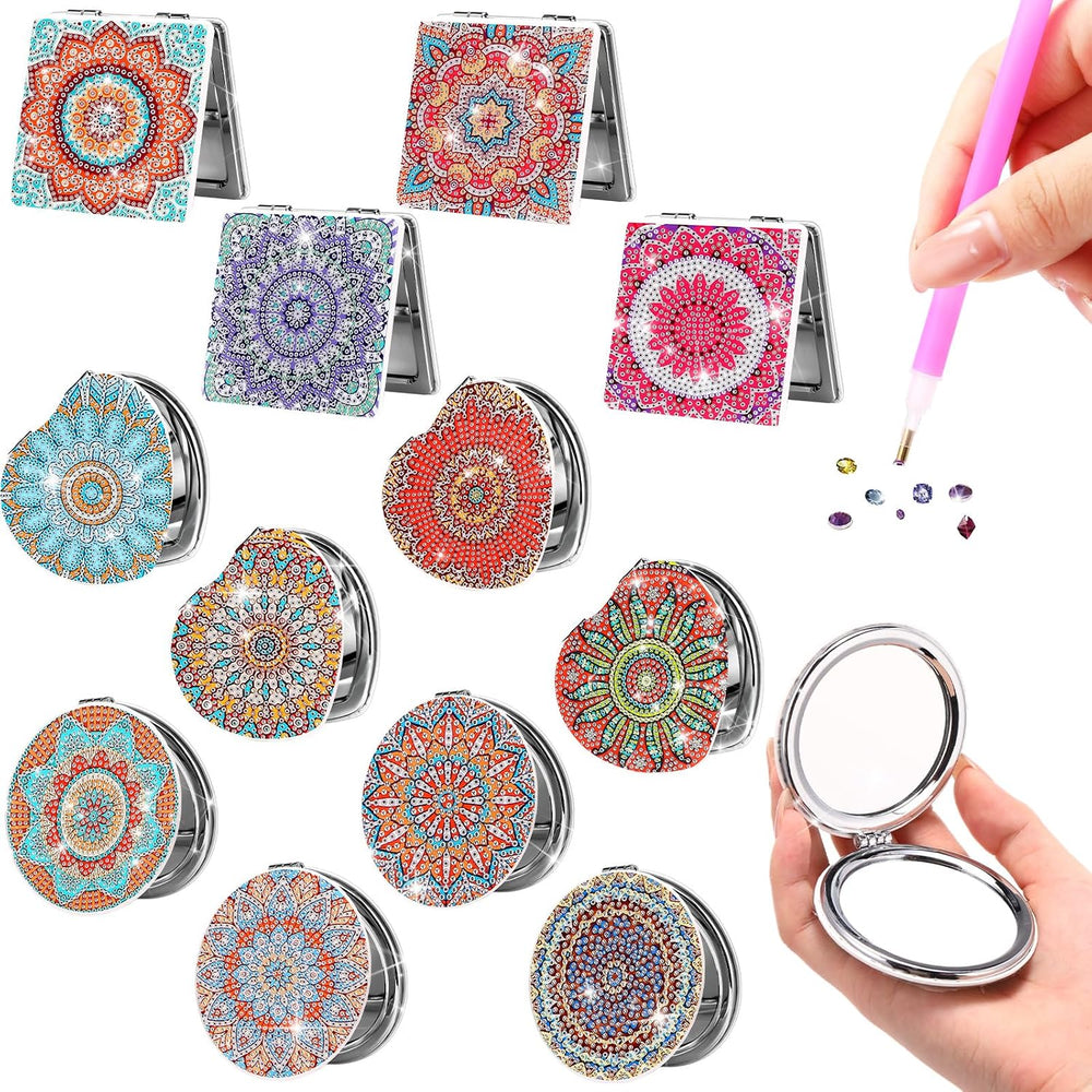 Geetery 12 Pcs Painting Compact Mini Mirror DIY Painting Portable Folding Han...