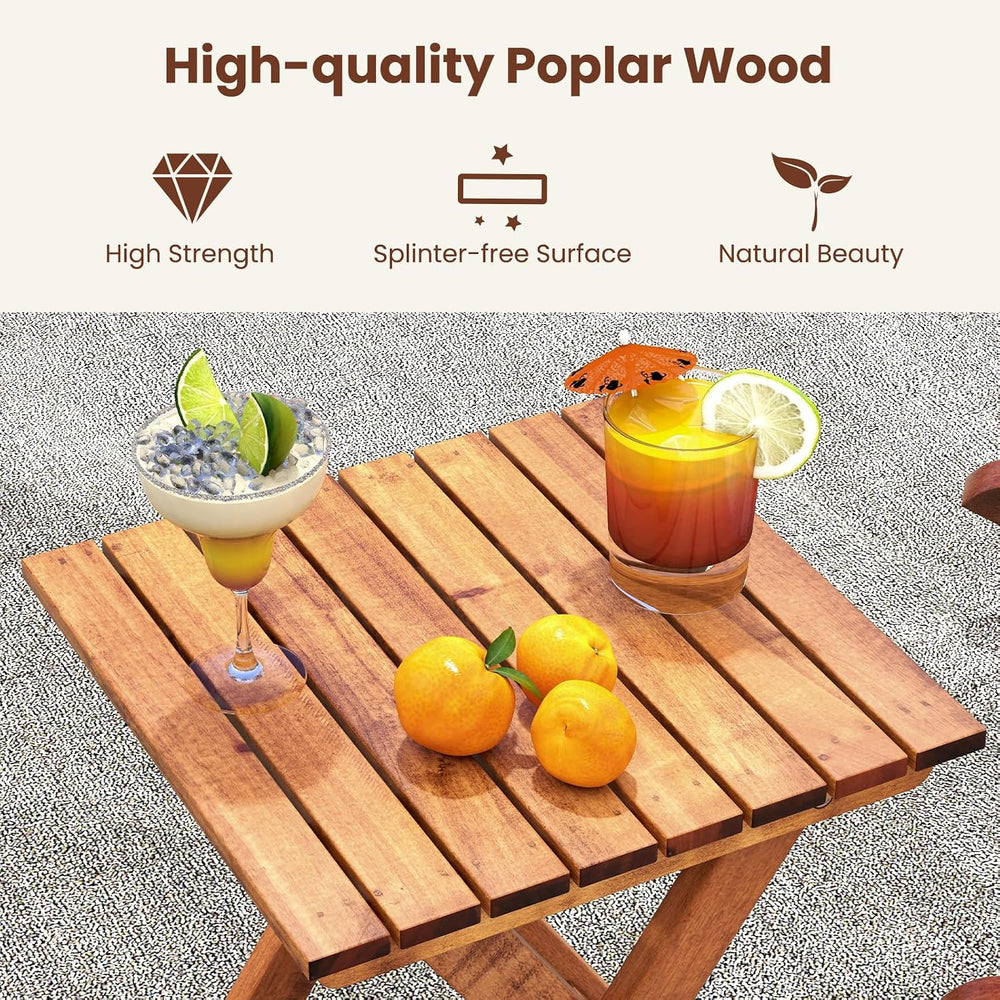 Tangkula 3-piece Outdoor Rocking Bistro Set, Solid Poplar Wood