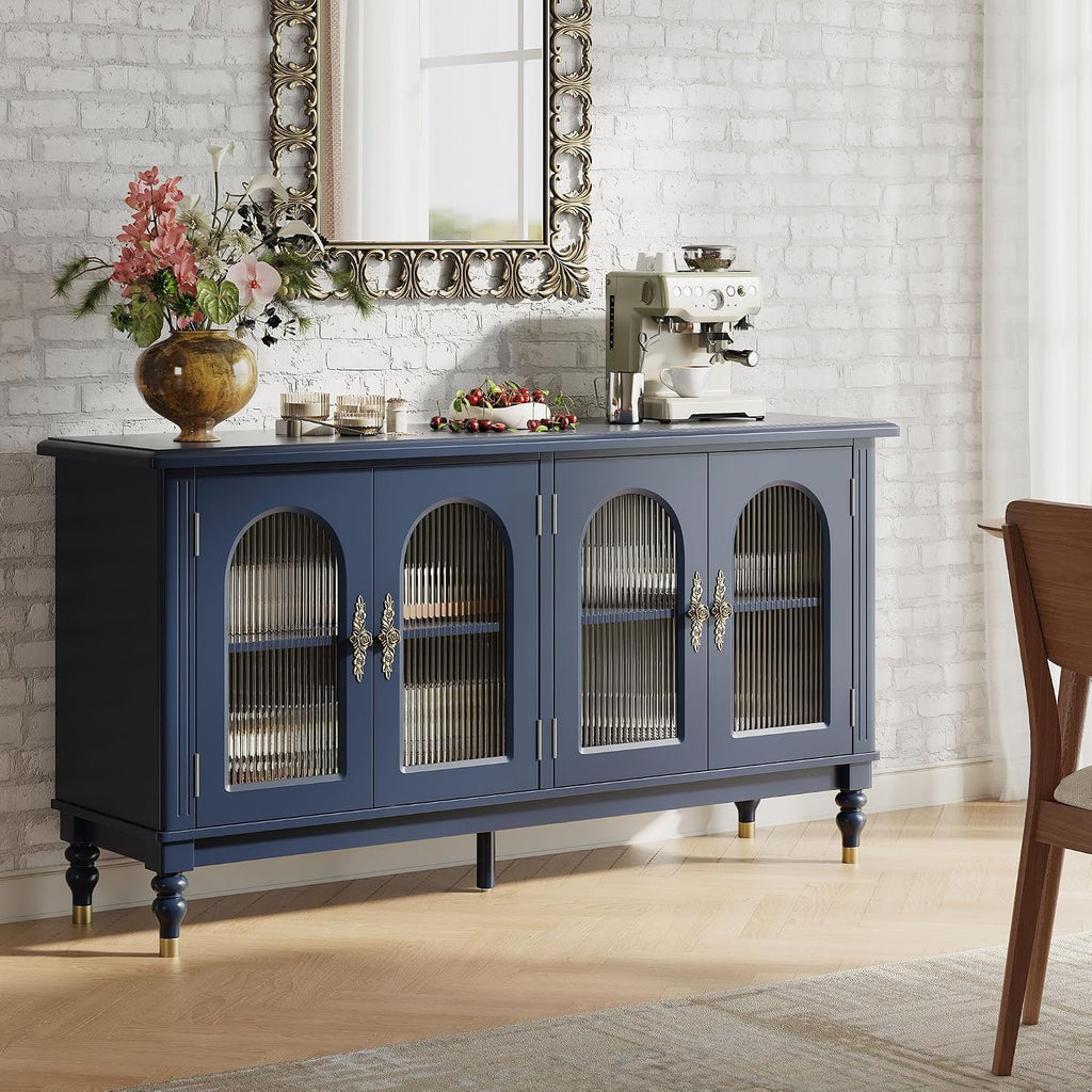 iPormis 59" Arched Sideboard Buffet Cabinet with Storage, Blue
