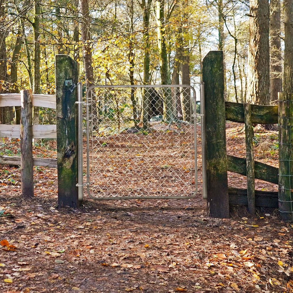 Adjust-A-Gate Chain Link Round Gate Kit, Silver, 24-72 in, 70 in Tall