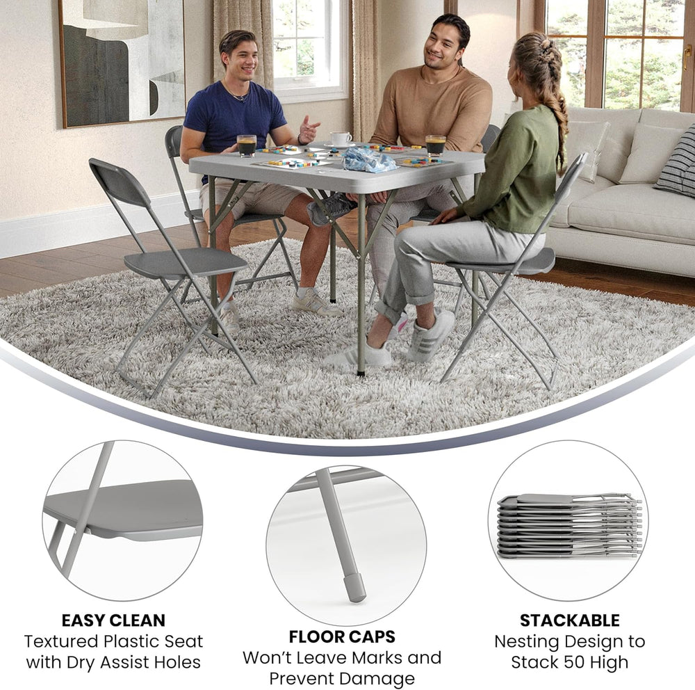 Flash Furniture Hercules Plastic Folding Event Chair, Gray, 6-Pack