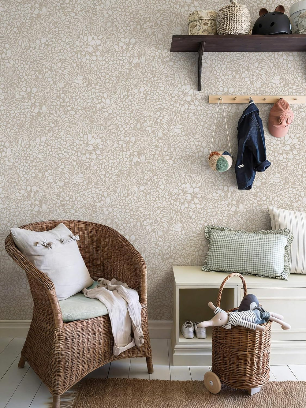 Heroad Peel and Stick Wallpaper Boho Beige Contact Paper Floral Wall Paper Re...