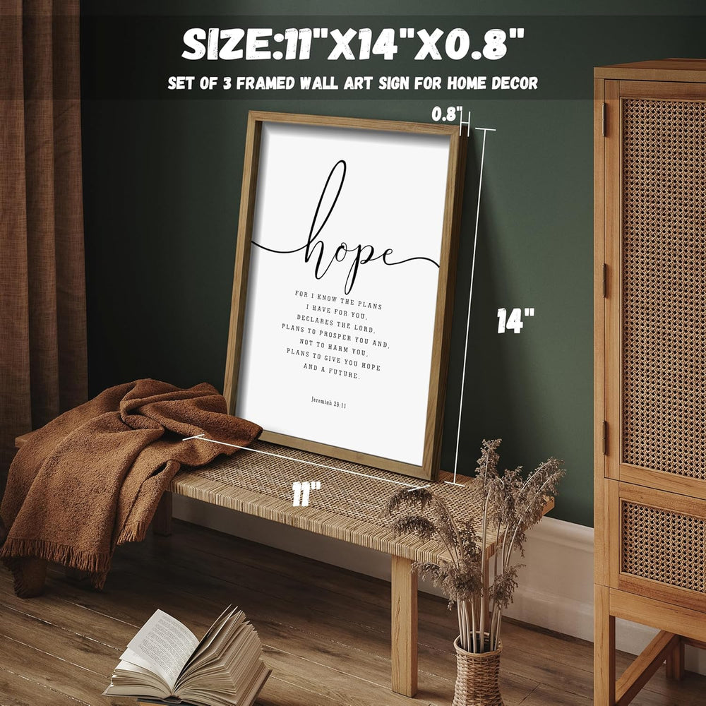 Houmury Set of 3 Framed Farmhouse Bible Verses Wall Decor Sign 11”x14” Christ...