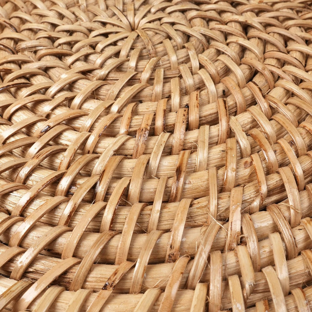 Encasa XO Rattan Placemats, Woven Wicker Table Mats 12" Natural