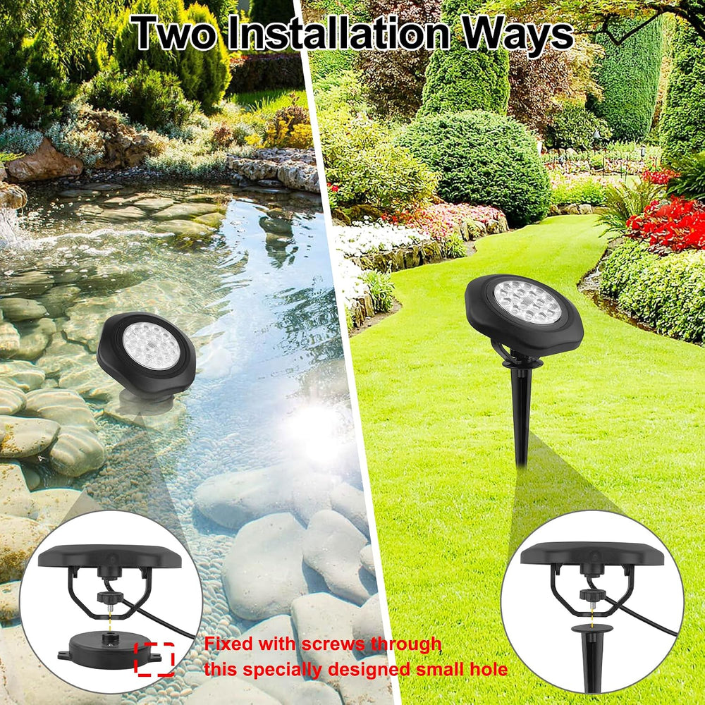 Solar Pond Lights,3000K Warm White LED Underwater Submersible Fountain Light,...