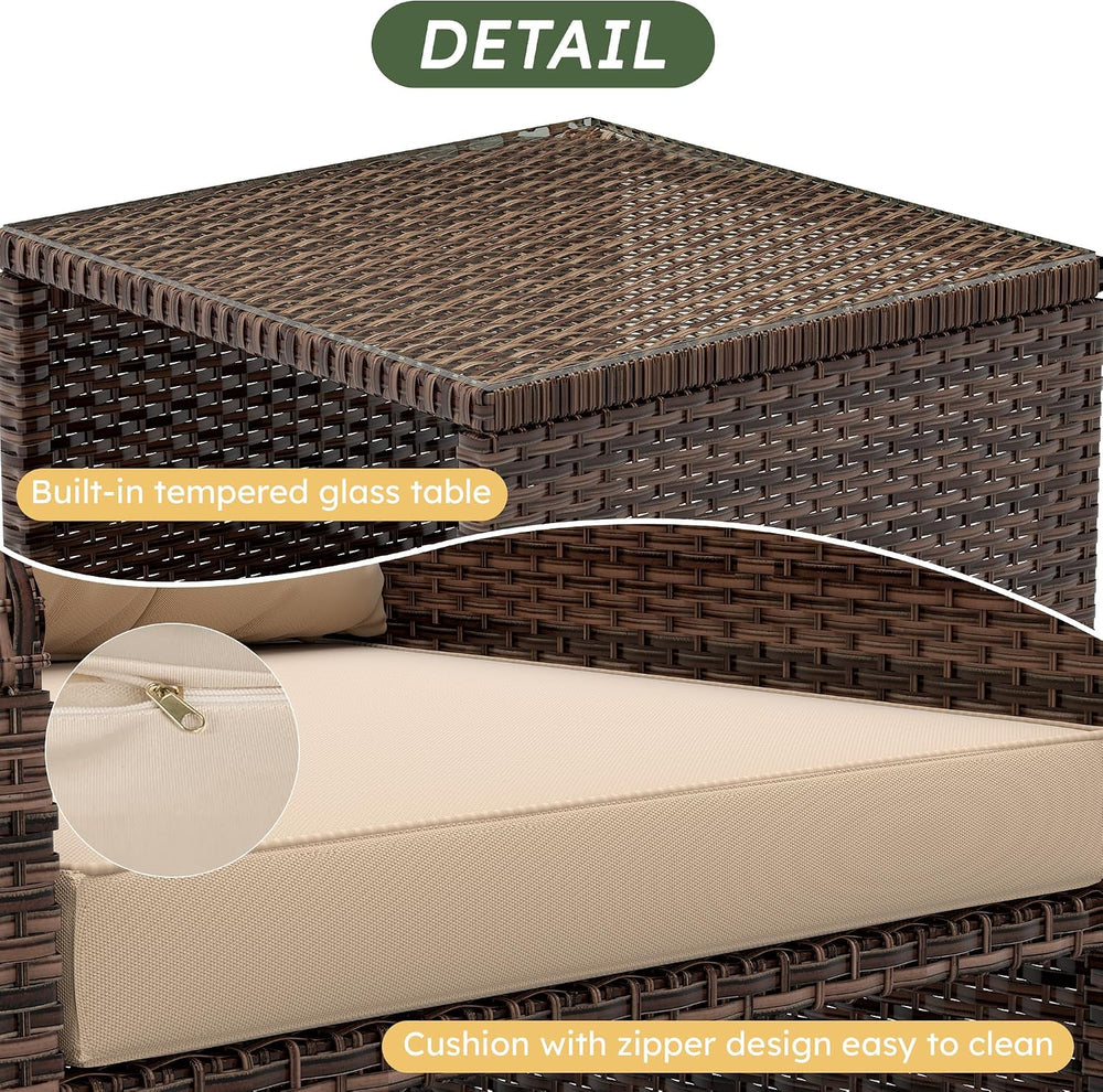 LHBcraft 5 Piece Patio Furniture Set, PE Wicker Outdoor Furniture Set with So...