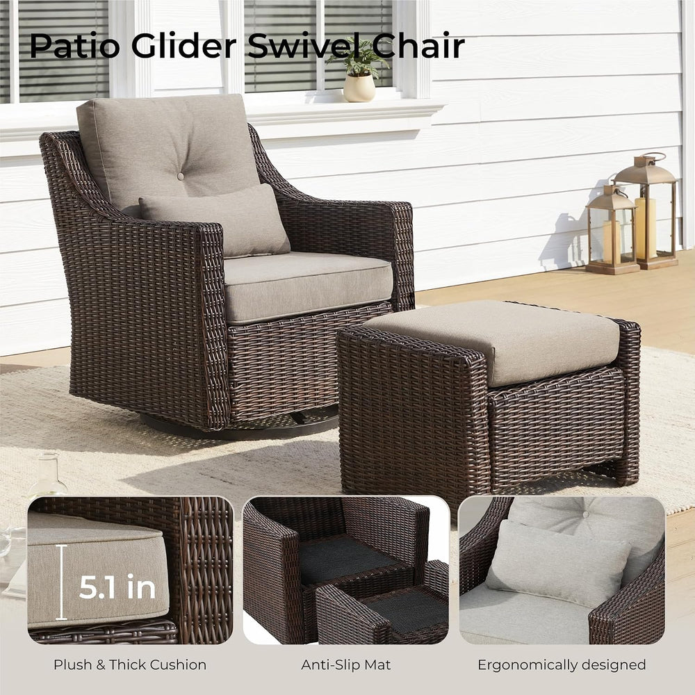 CHITA 5 Pieces Swivel Wicker Patio Furniture Set, Outdoor Conversation Set